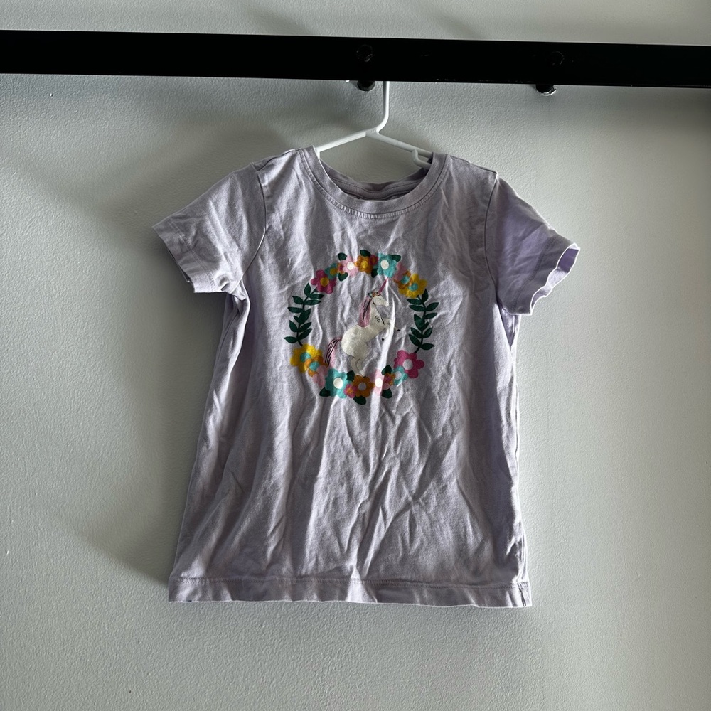 Hanna Andersson Purple Short Sleeve Tee with Floral Graphic